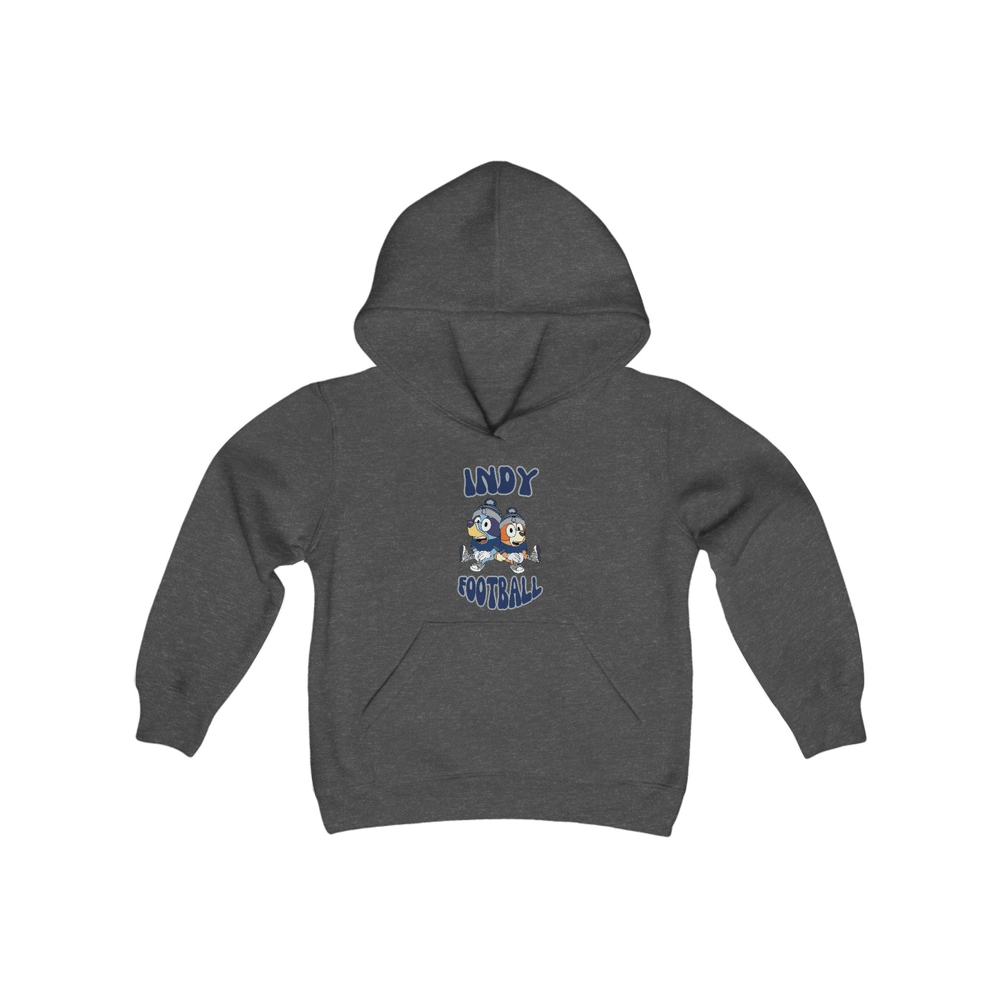 Youth Bluey & Bingo Design Colts Football - Inspired Heavy Blend Hooded Sweatshirt