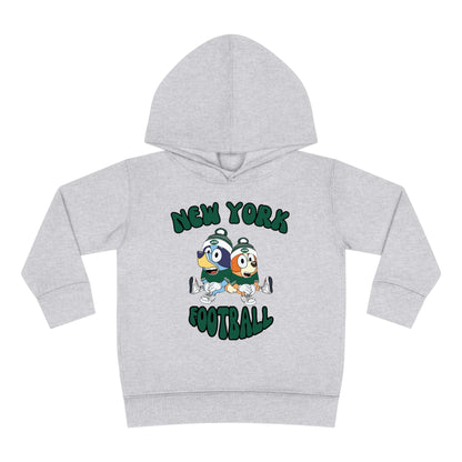 Toddler Bluey & Bingo Design New York Jets Football - Inspired Pullover Fleece Hoodie