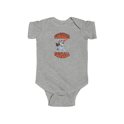 Infant Bluey Design Cincinnati Bengals Football -Inspired Bodysuit