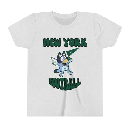 Youth Bluey Design New York Jets Football -Inspired T-Shirt