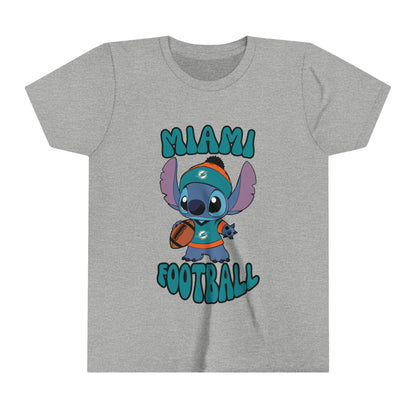 Youth Stitch Design Dolphins Football - Inspired T-Shirt