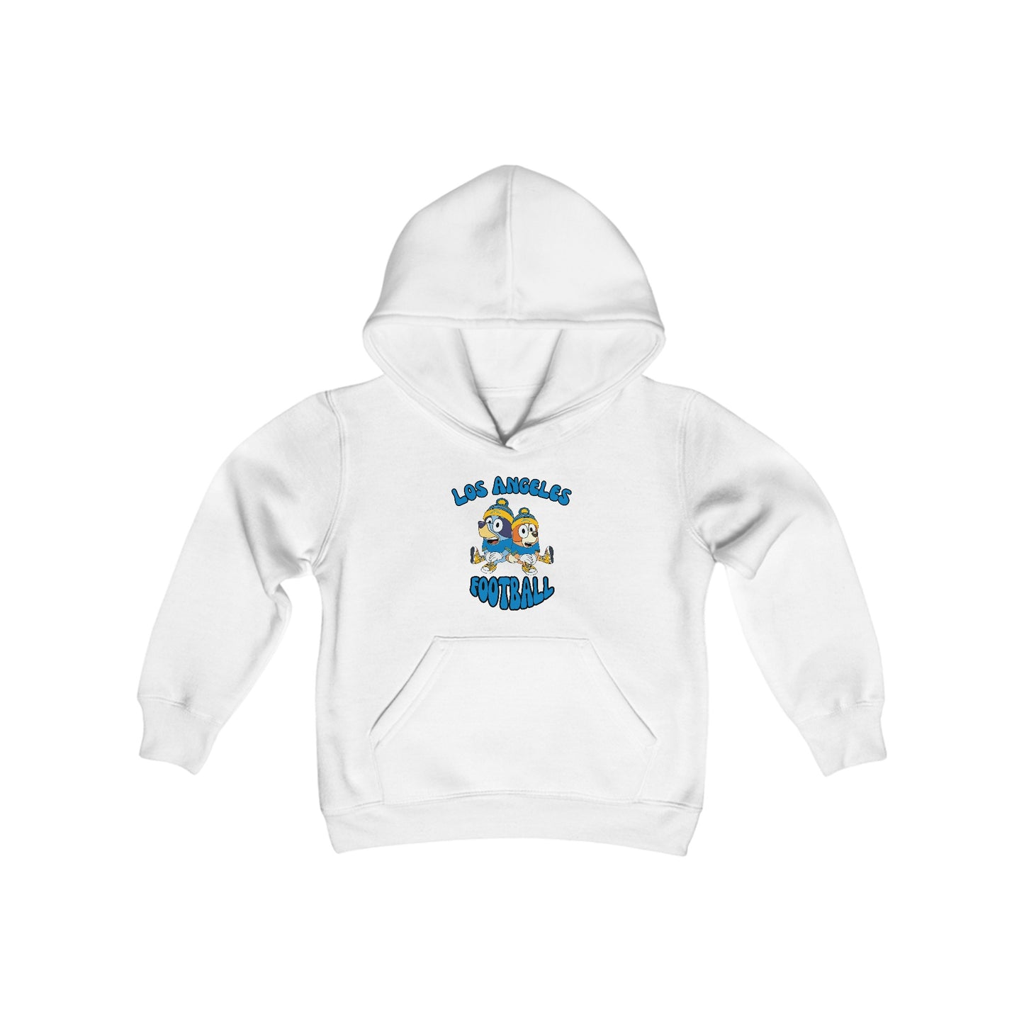 Youth Bluey & Bingo Design Chargers Football - Inspired Heavy Blend Hooded Sweatshirt