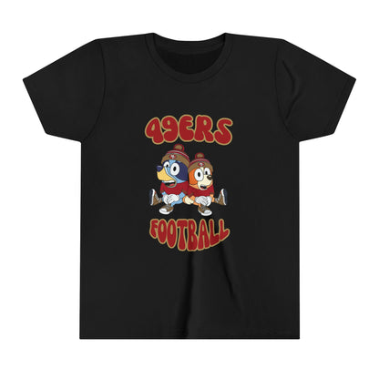 Youth Bluey & Bingo Design 49ERS Football - Inspired T-Shirt