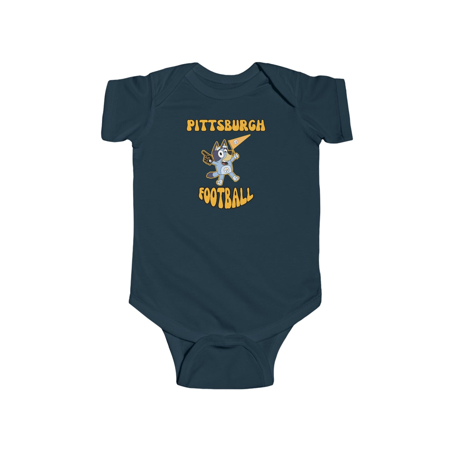 Infant Bluey Design Pittsburgh Steelers Football -Inspired Bodysuit