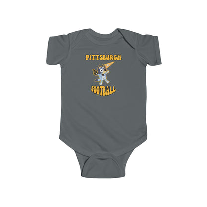 Infant Bluey Design Pittsburgh Steelers Football -Inspired Bodysuit