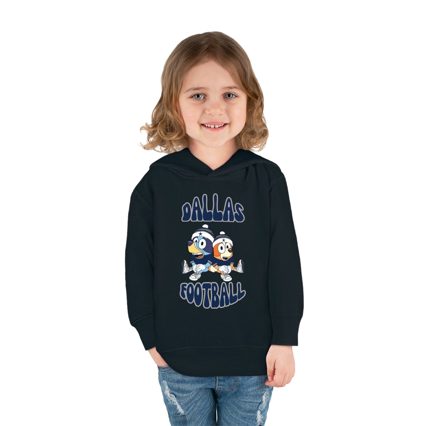 Toddler Bluey & Bingo Design Dallas Football - Inspired Pullover Fleece Hoodie