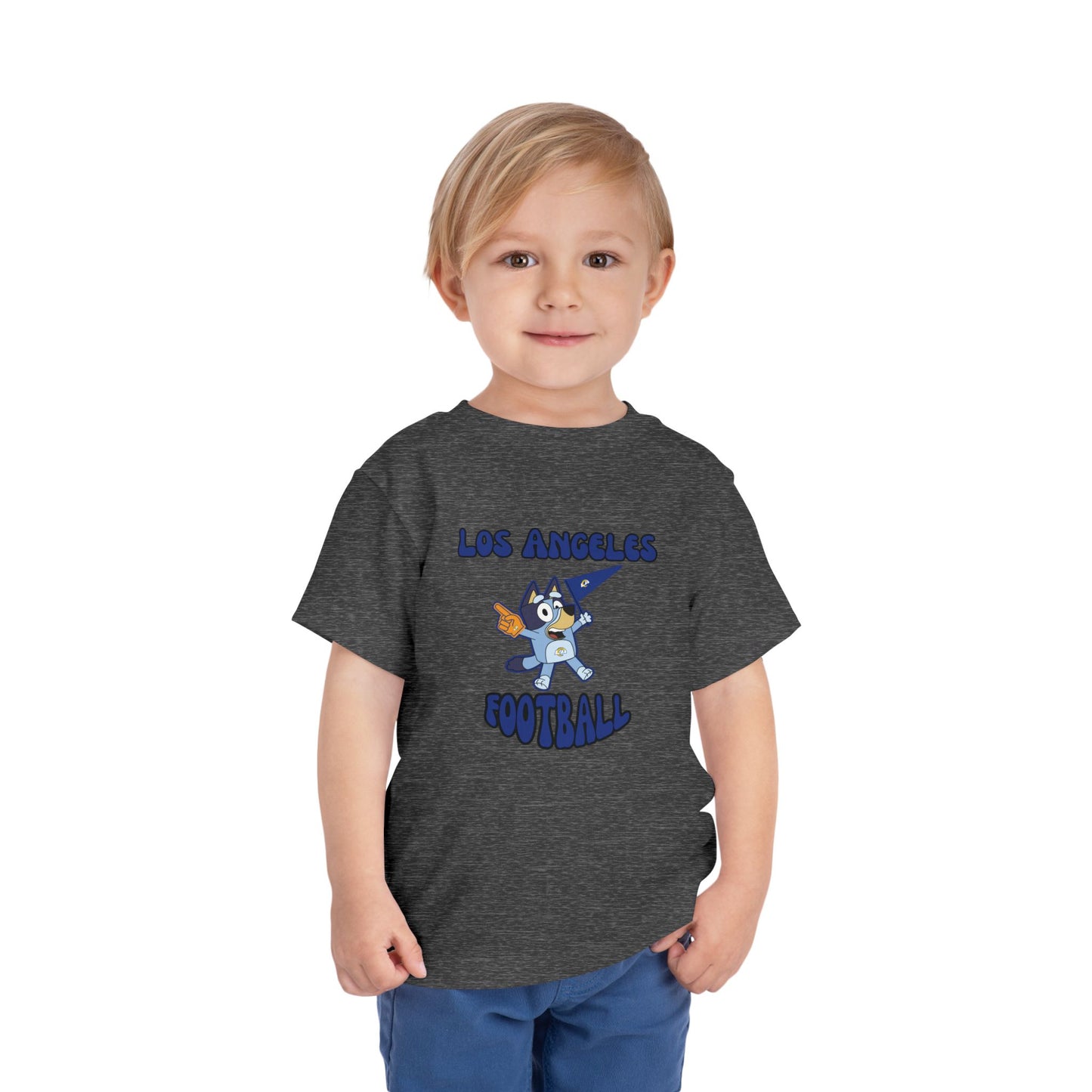 Toddler Bluey Design Las Angeles Rams Football -Inspired T-Shirt