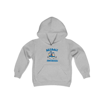 Youth Bluey & Bingo Design Detroit Lions Football - Inspired Heavy Blend Hooded Sweatshirt