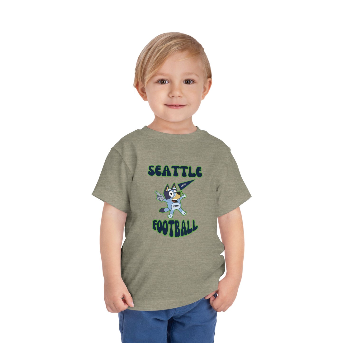 Toddler Bluey Design Seattle Seahawks Football -Inspired T-Shirt