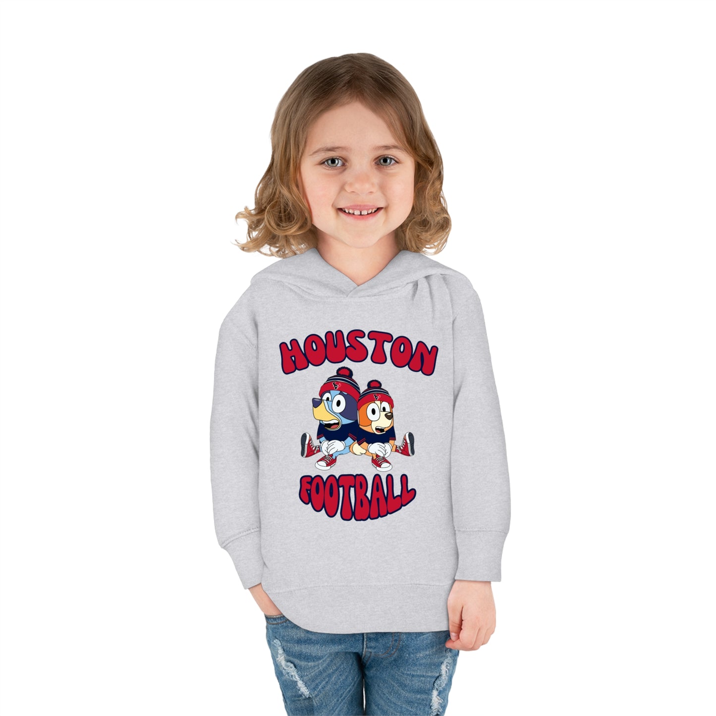 Toddler Bluey & Bingo Design Texans Football - Inspired Pullover Fleece Hoodie