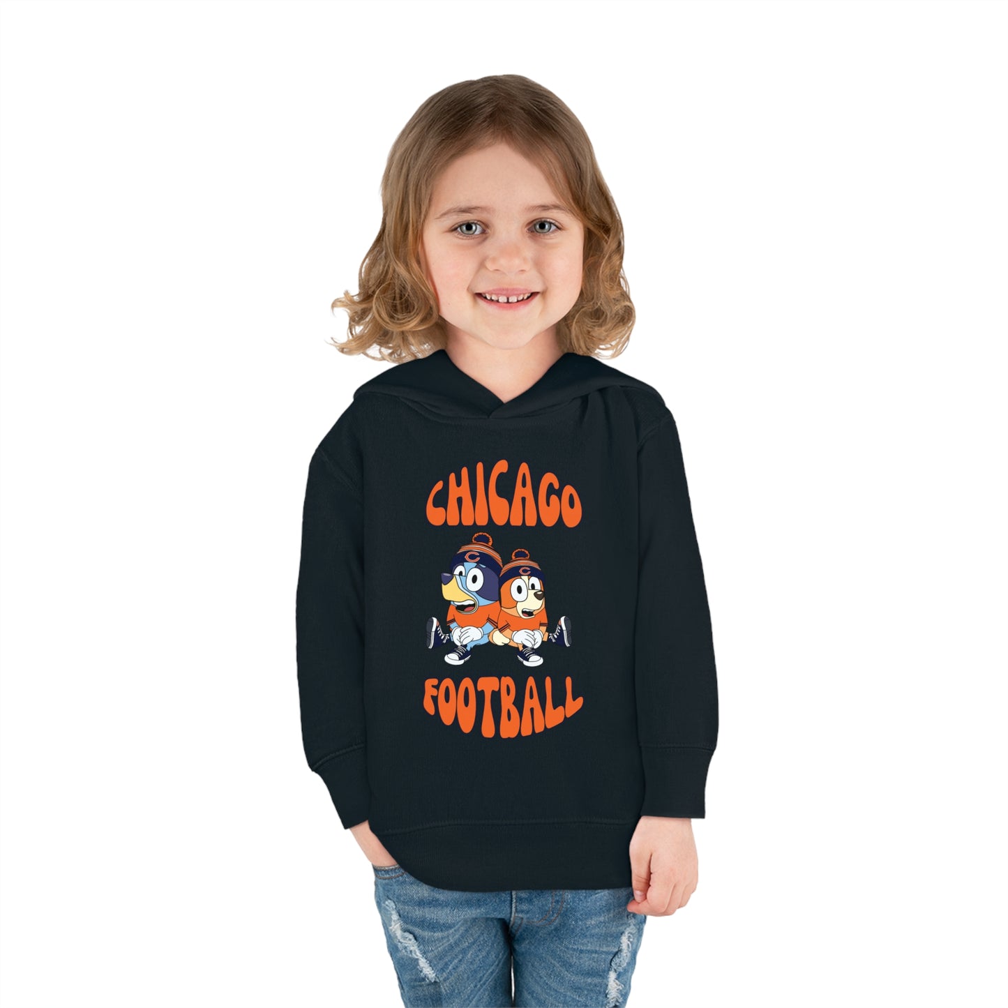 Toddler Bluey & Bingo Design Bears Football - Inspired Pullover Fleece Hoodie