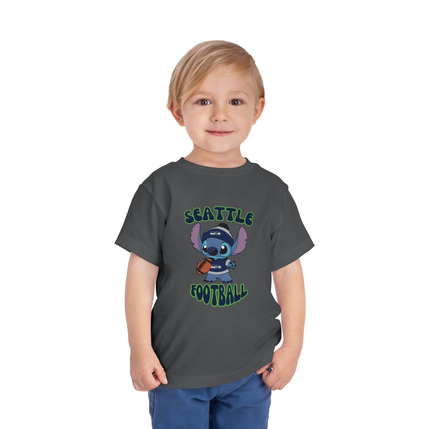 Toddler Stitch Design Seahawks Football - Inspired T-Shirt