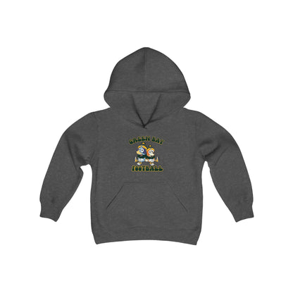 Youth Bluey & Bingo Design Green Bay Football - Inspired Heavy Blend Hooded Sweatshirt