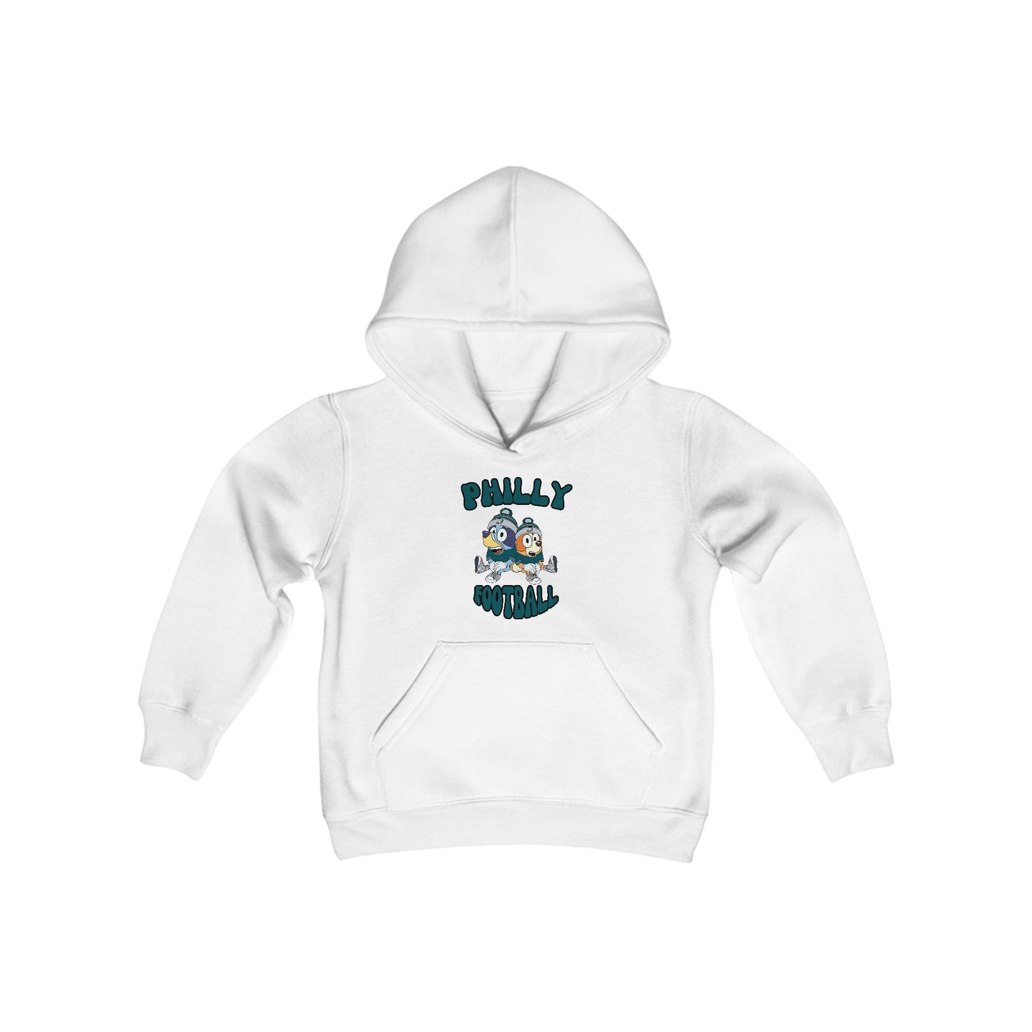 Youth Bluey & Bingo Design Philadelphia Eagles Football - Inspired Heavy Blend Hooded Sweatshirt