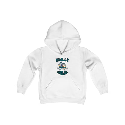 Youth Bluey & Bingo Design Philadelphia Eagles Football - Inspired Heavy Blend Hooded Sweatshirt