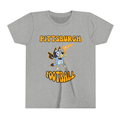 Youth Bluey Design Pittsburgh Steelers Football -Inspired T-Shirt