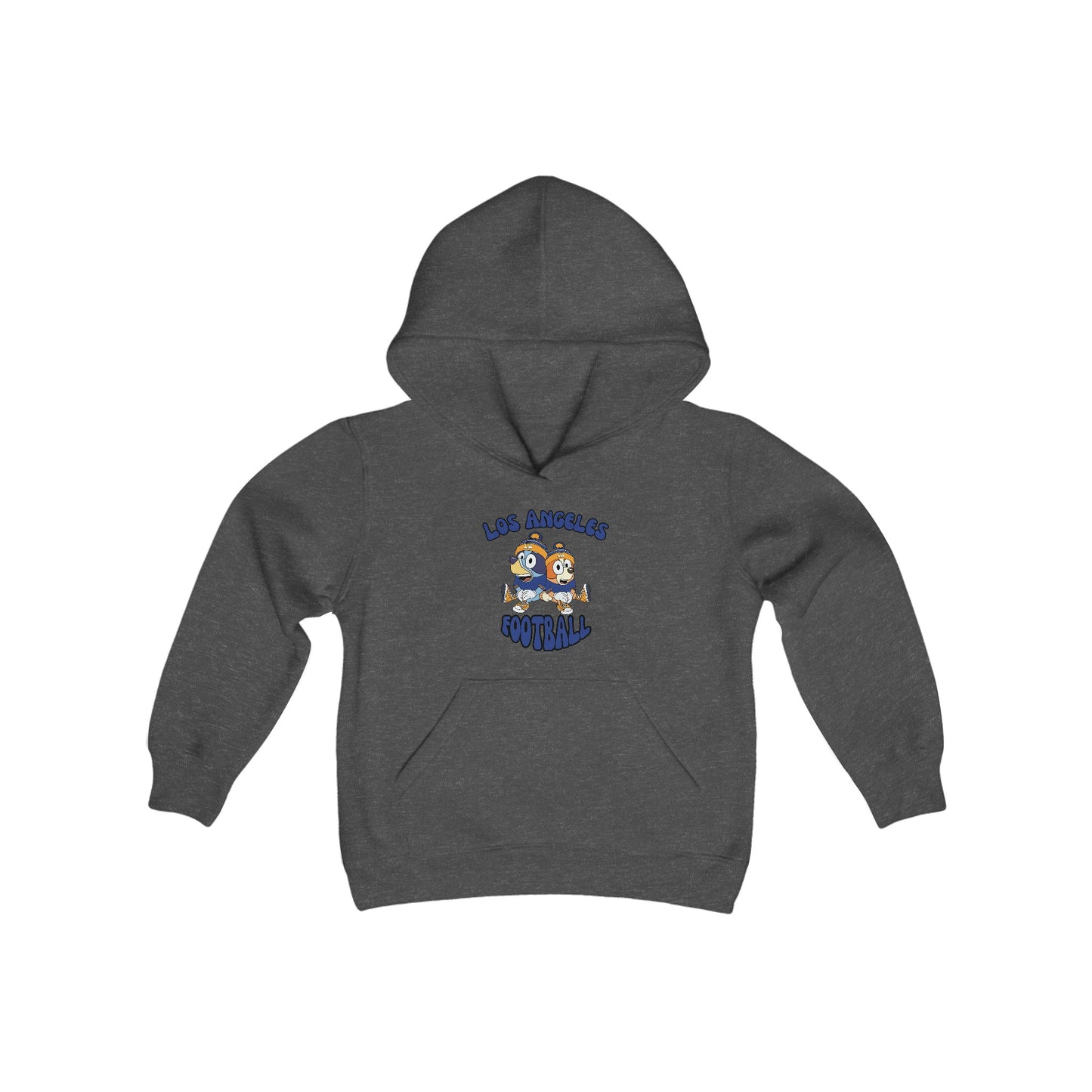 Youth Bluey & Bingo Design Rams Football - Inspired Heavy Blend Hooded Sweatshirt