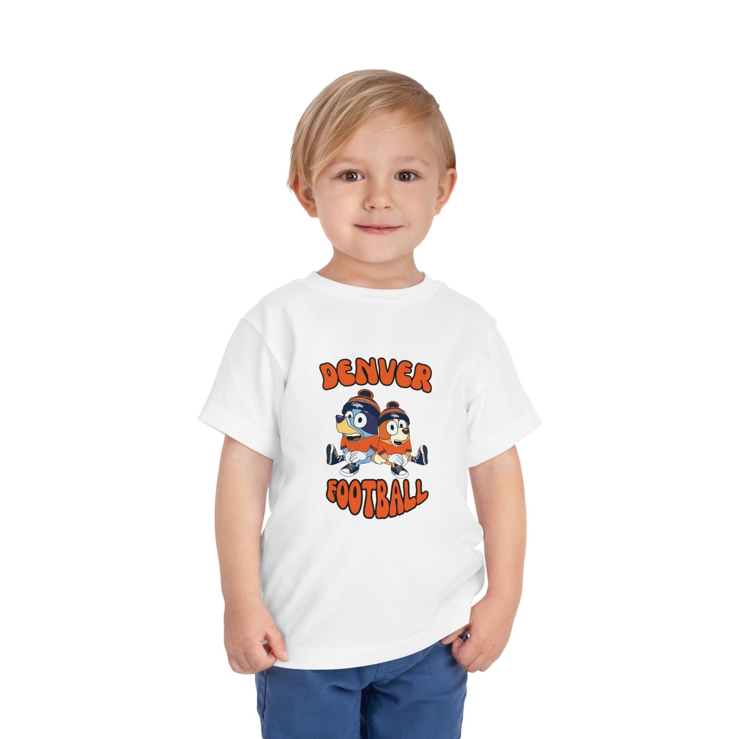 Toddler Bluey & Bingo Design Broncos Football - Inspired T-Shirt