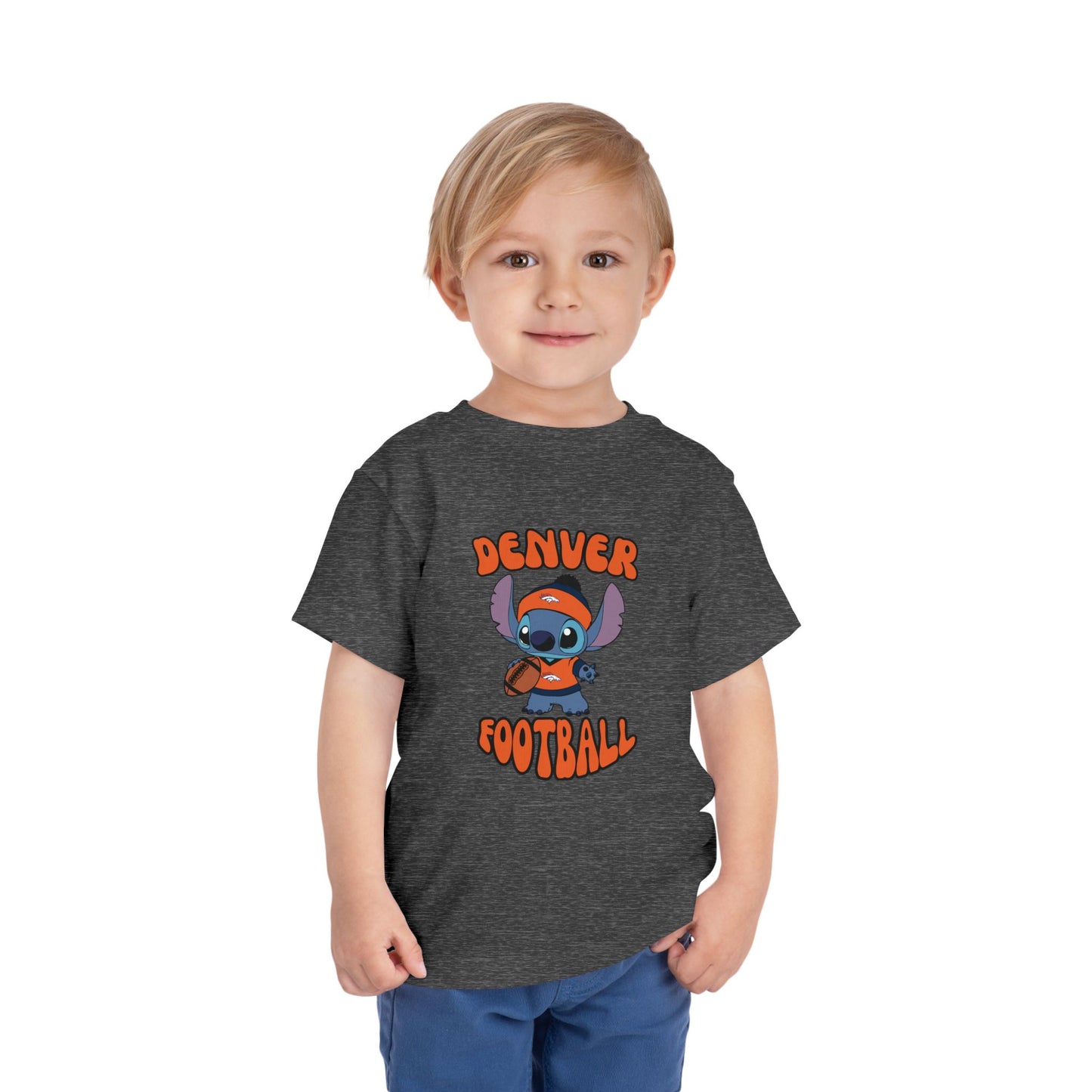 Toddler Stitch Design Broncos Football - Inspired T-Shirt