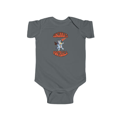 Infant Bluey Design Cincinnati Bengals Football -Inspired Bodysuit