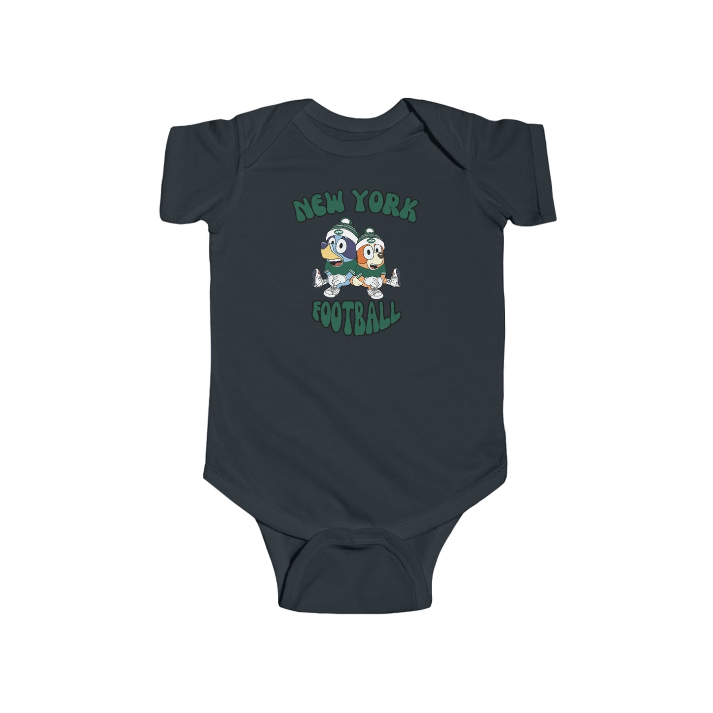 Infant Bluey & Bingo Design New York Jets Football - Inspired Onesie