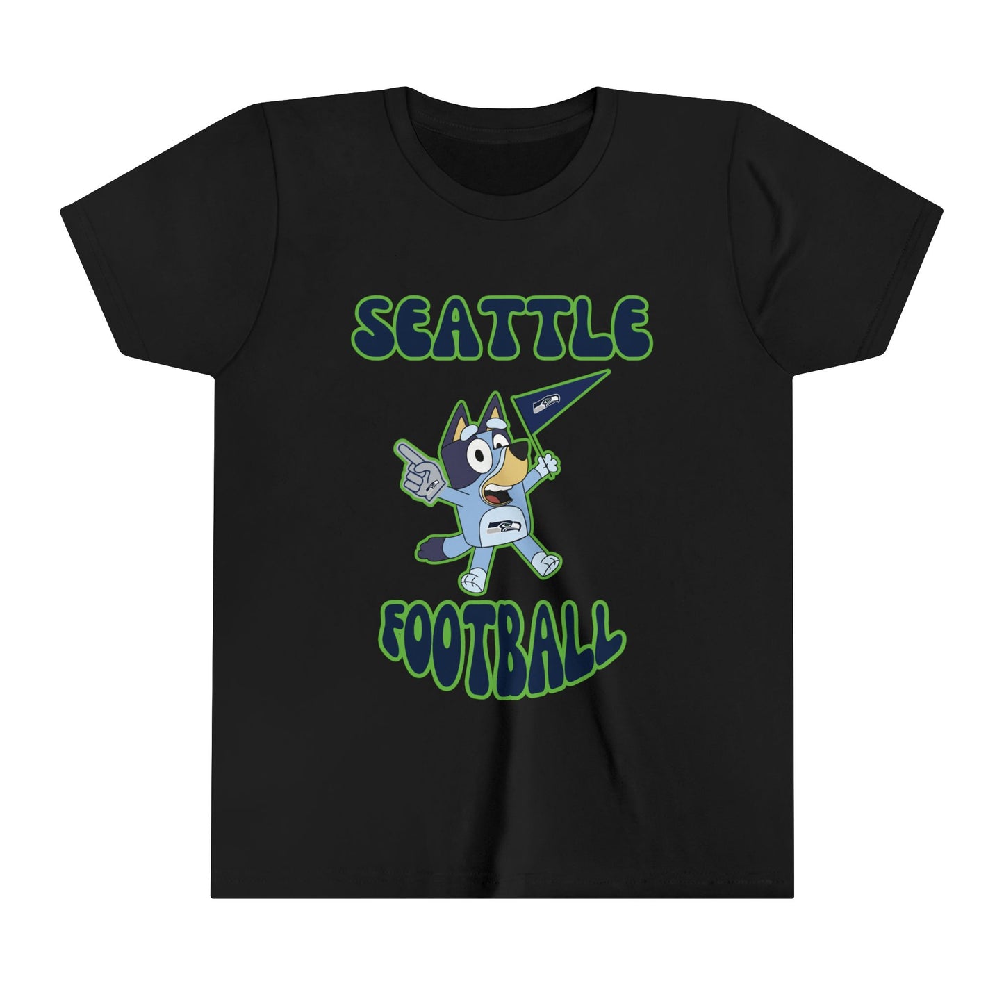 Youth Bluey Design Seattle Seahawks Football -Inspired T-Shirt