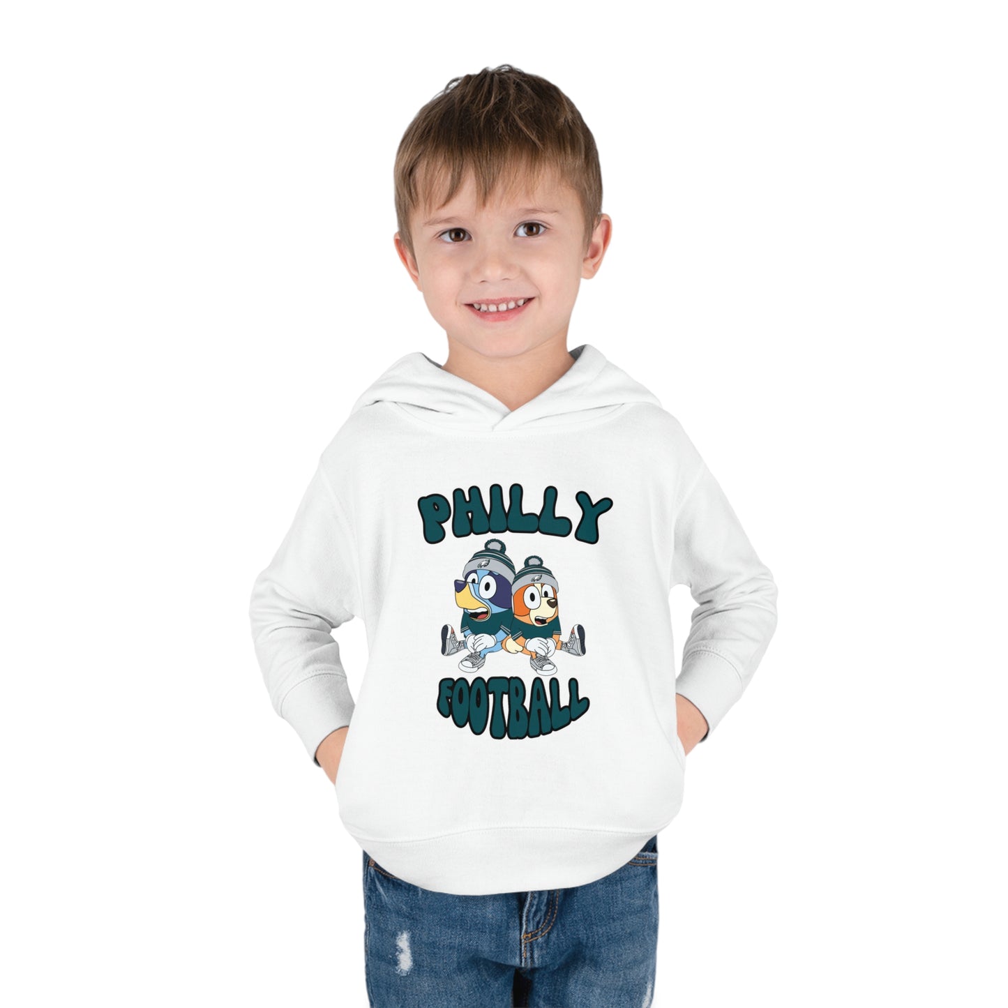 Toddler Bluey & Bingo Design Philadelphia Eagles Football - Inspired Pullover Fleece Hoodie