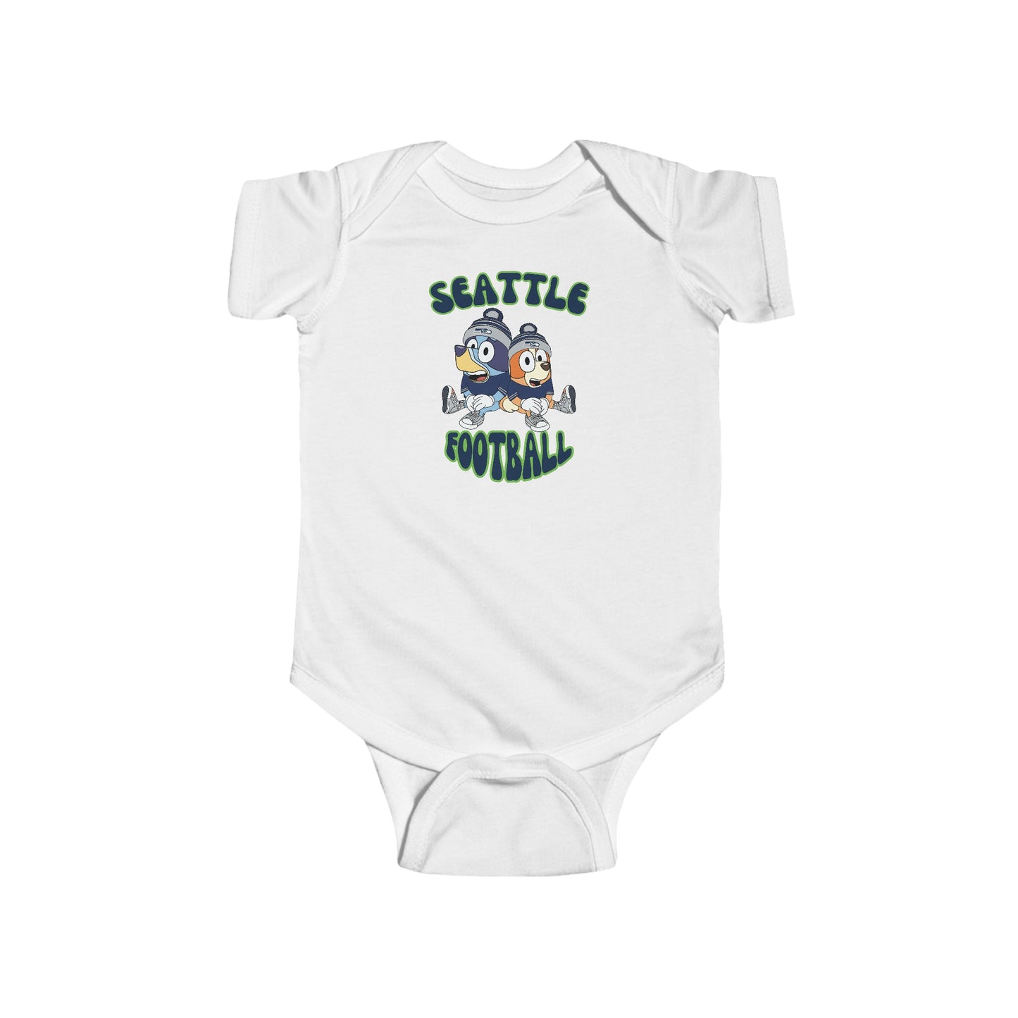 Infant Bluey & Bingo Design Seahawks Football - Inspired Onesie