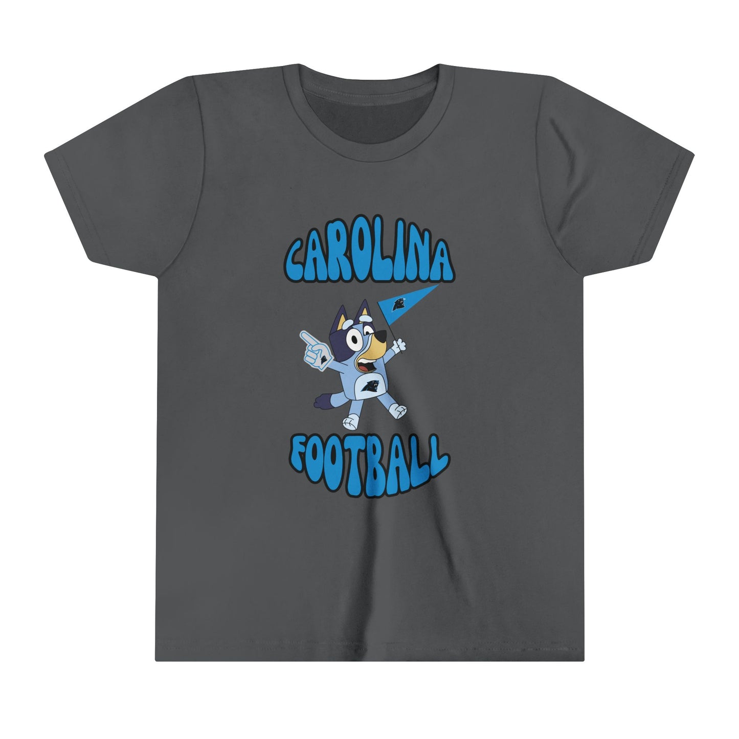 Youth Bluey Design Carolina Panthers Football -Inspired T-Shirt