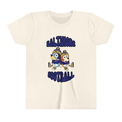 Youth Bluey & Bingo Design Ravens Football - Inspired T-Shirt