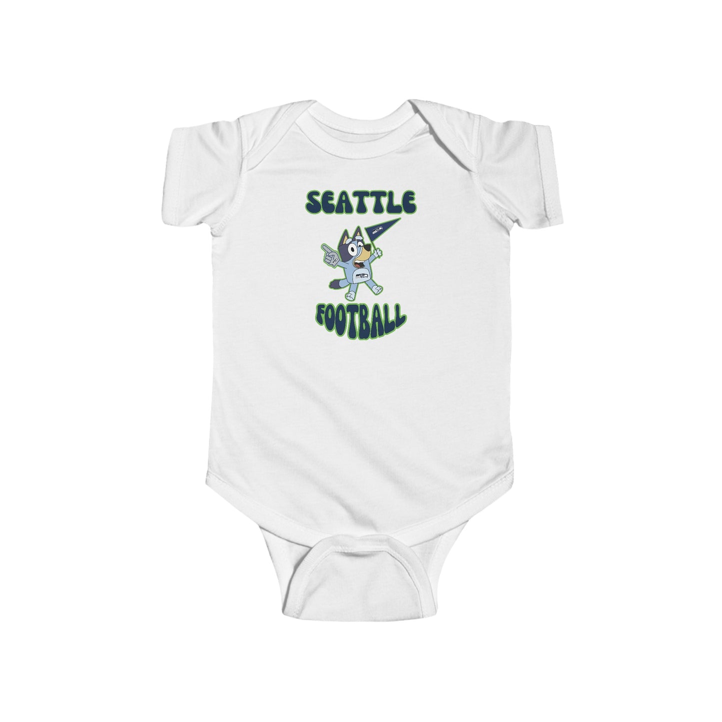 Infant Bluey Design Seattle Seahawks Football -Inspired Bodysuit