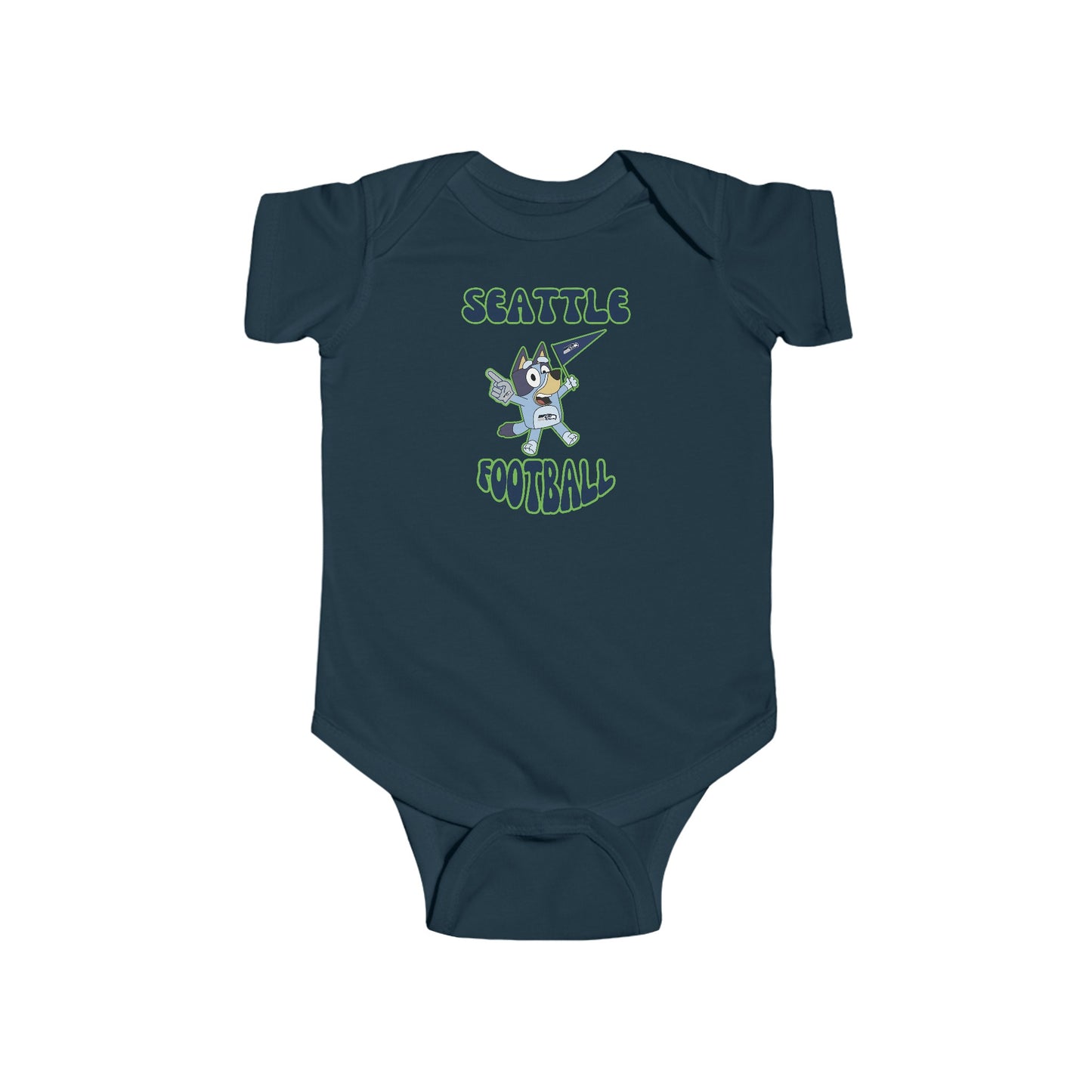 Infant Bluey Design Seattle Seahawks Football -Inspired Bodysuit