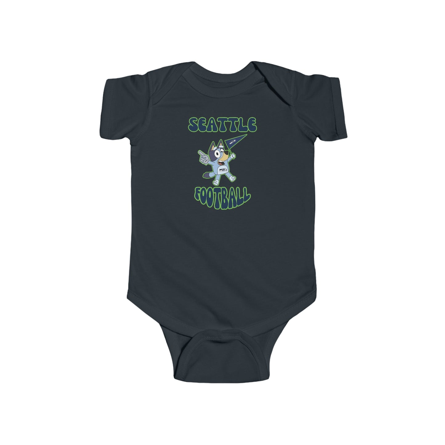 Infant Bluey Design Seattle Seahawks Football -Inspired Bodysuit