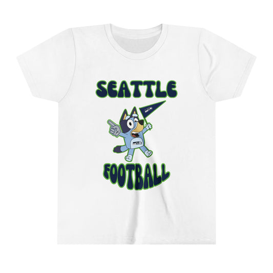 Youth Bluey Design Seattle Seahawks Football -Inspired T-Shirt