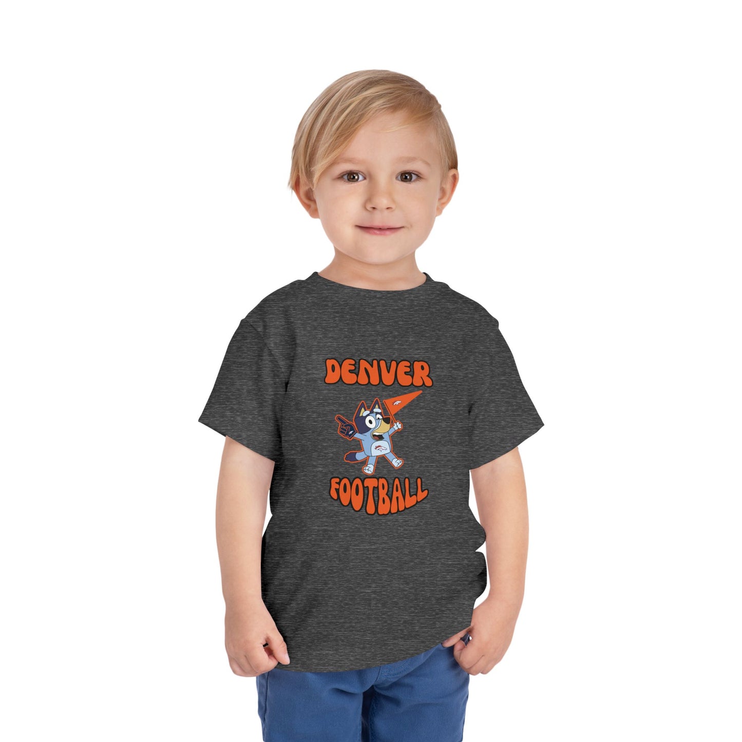 Toddler Bluey Design Denver Broncos Football  -Inspired T-Shirt