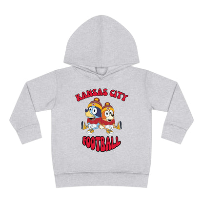 Toddler Bluey & Bingo Design Kansas City Chiefs Football - Inspired Pullover Fleece Hoodie