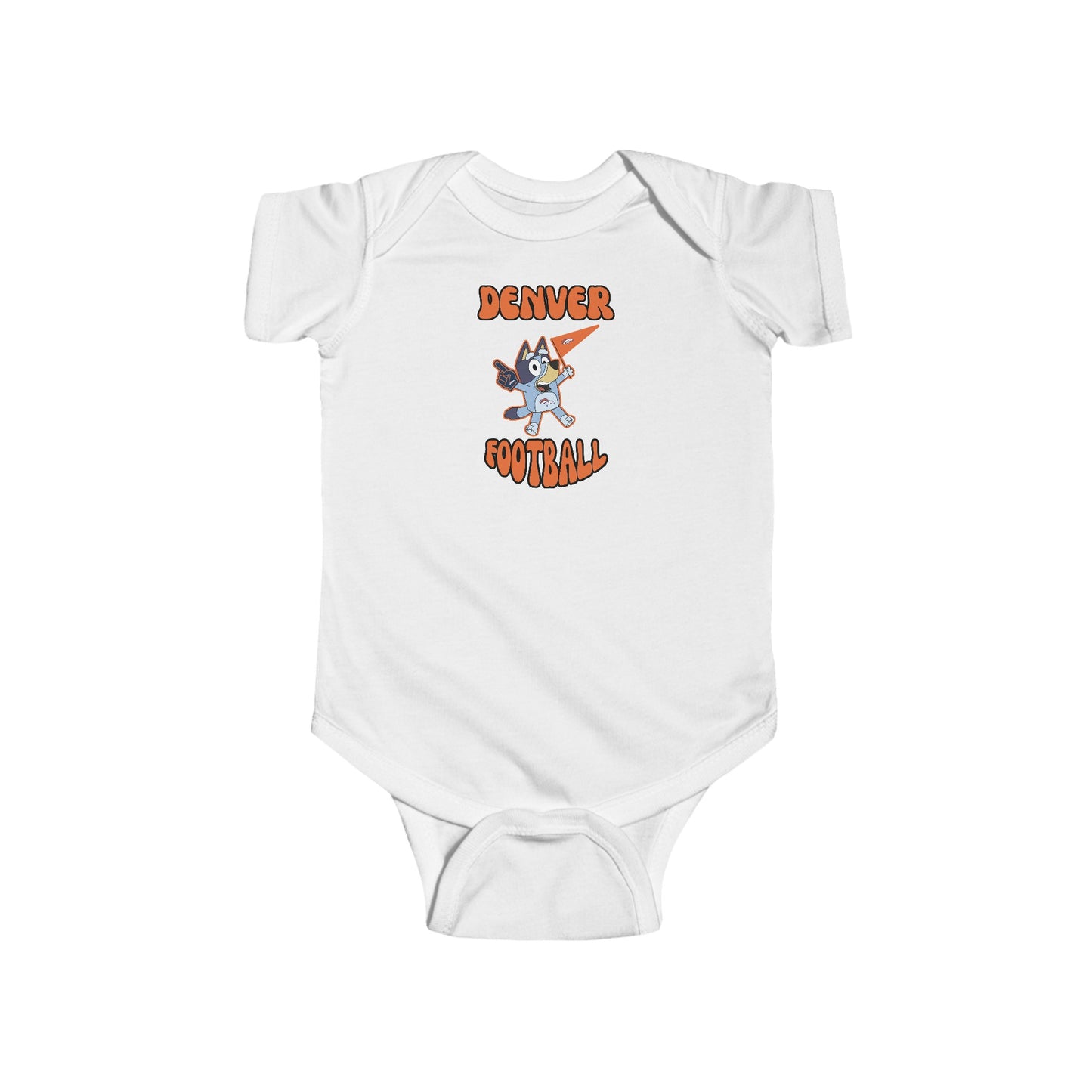 Infant Bluey Design Denver Broncos Football  -Inspired Bodysuit