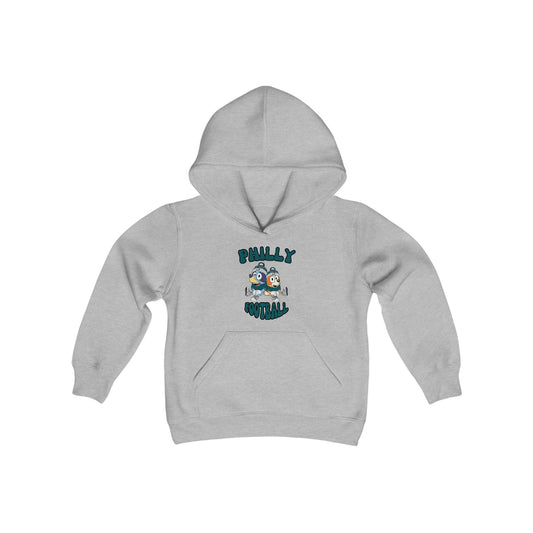 Youth Bluey & Bingo Design Philadelphia Eagles Football - Inspired Heavy Blend Hooded Sweatshirt