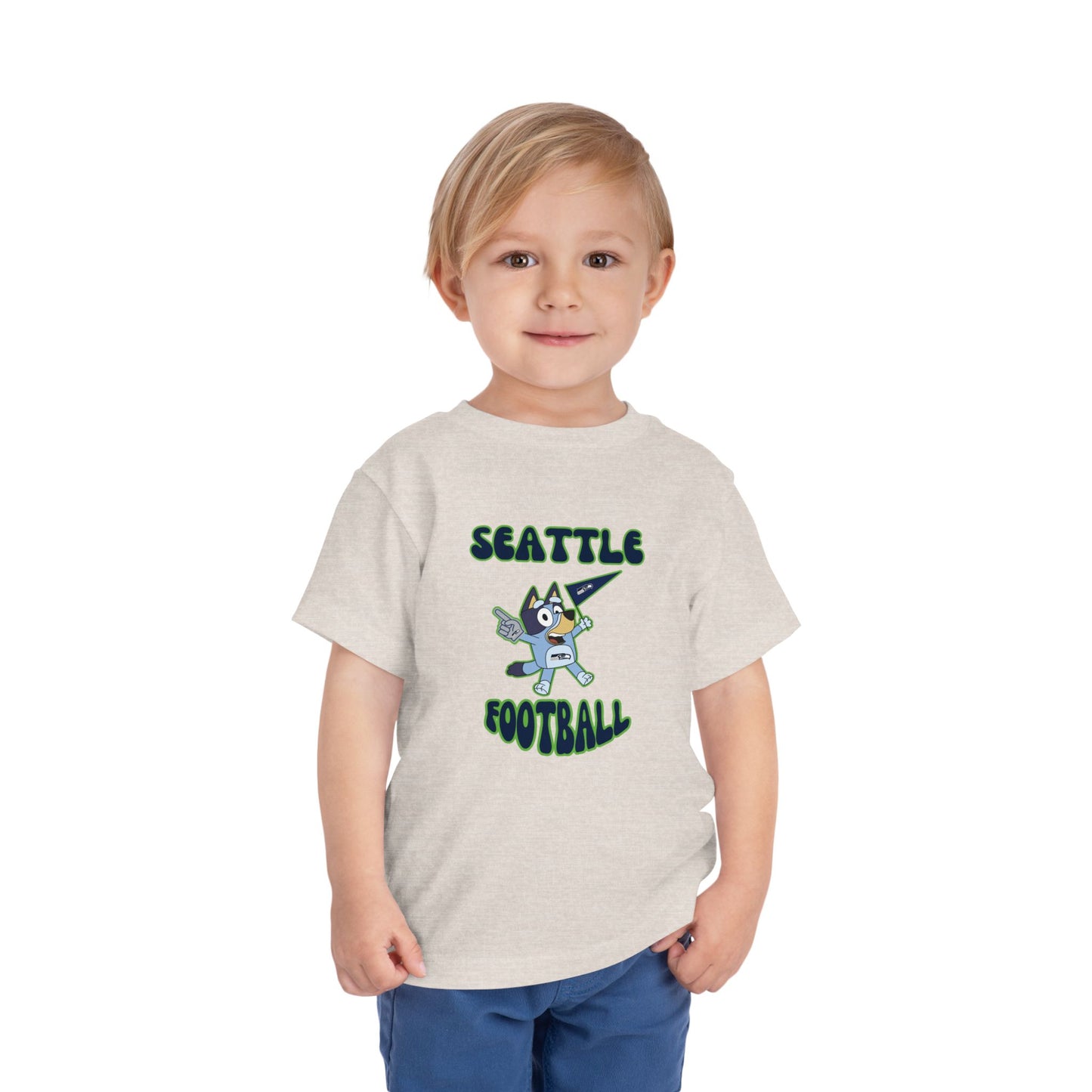 Toddler Bluey Design Seattle Seahawks Football -Inspired T-Shirt