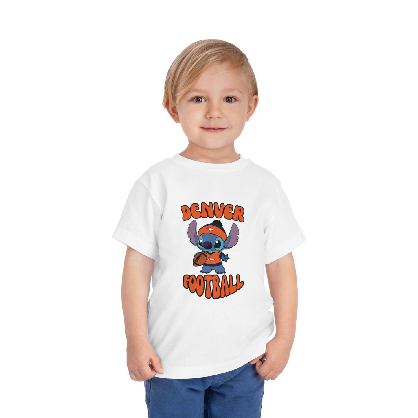 Toddler Stitch Design Broncos Football - Inspired T-Shirt