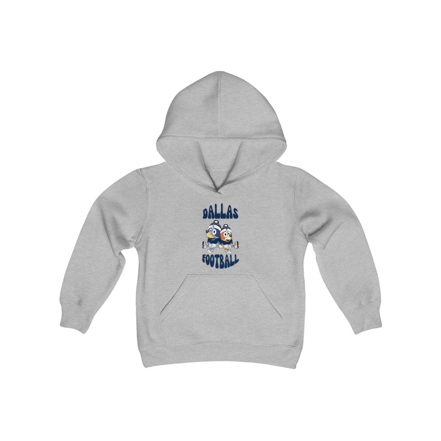 Youth Bluey & Bingo Design Dallas Football - Inspired Heavy Blend Hooded Sweatshirt