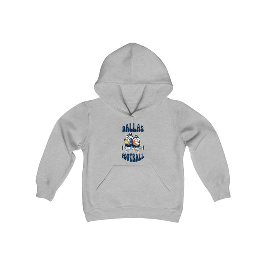 Youth Bluey & Bingo Design Dallas Football - Inspired Heavy Blend Hooded Sweatshirt