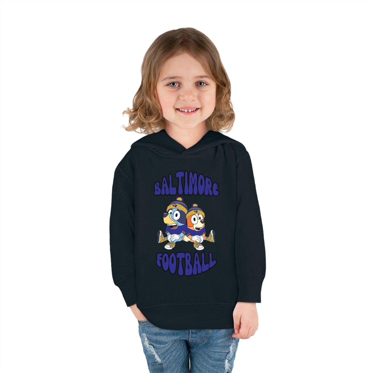 Toddler Bluey & Bingo Design Ravens Football - Inspired Pullover Fleece Hoodie