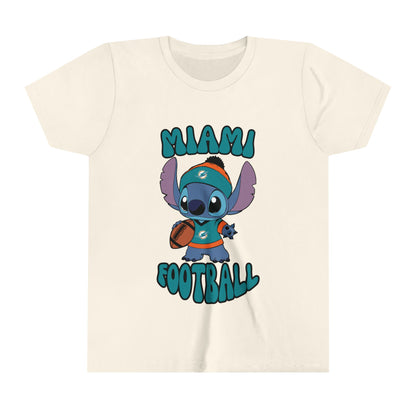 Youth Stitch Design Dolphins Football - Inspired T-Shirt