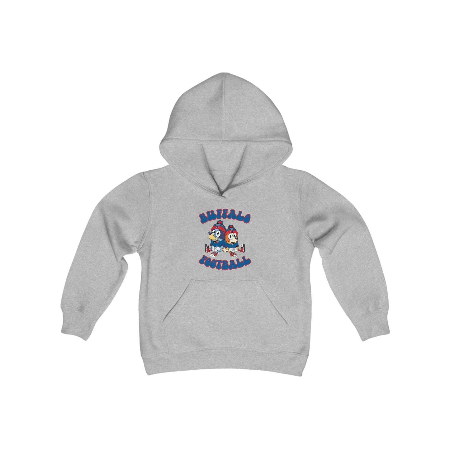 Youth Bluey & Bingo Design Buffalo Bills Football - Inspired Heavy Blend Hooded Sweatshirt