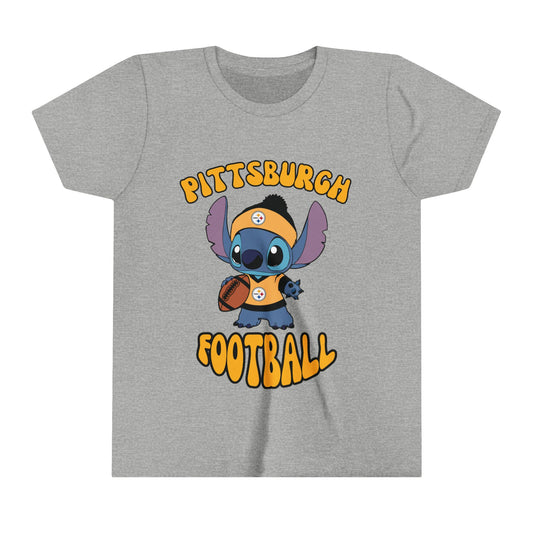 Youth Stitch Design Steelers Football - Inspired T-Shirt