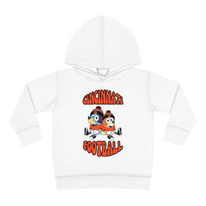 Toddler Bluey & Bingo Design Cincinnati Bengals Football - Inspired Pullover Fleece Hoodie