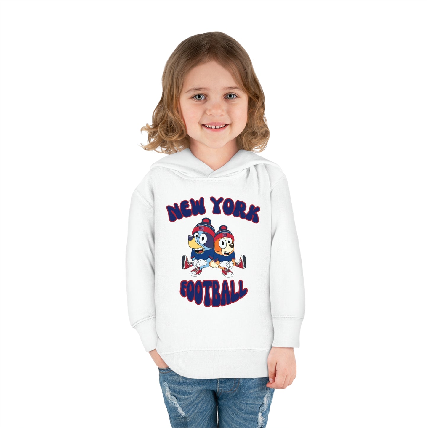 Toddler Bluey & Bingo Design New York Giants Football - Inspired Pullover Fleece Hoodie