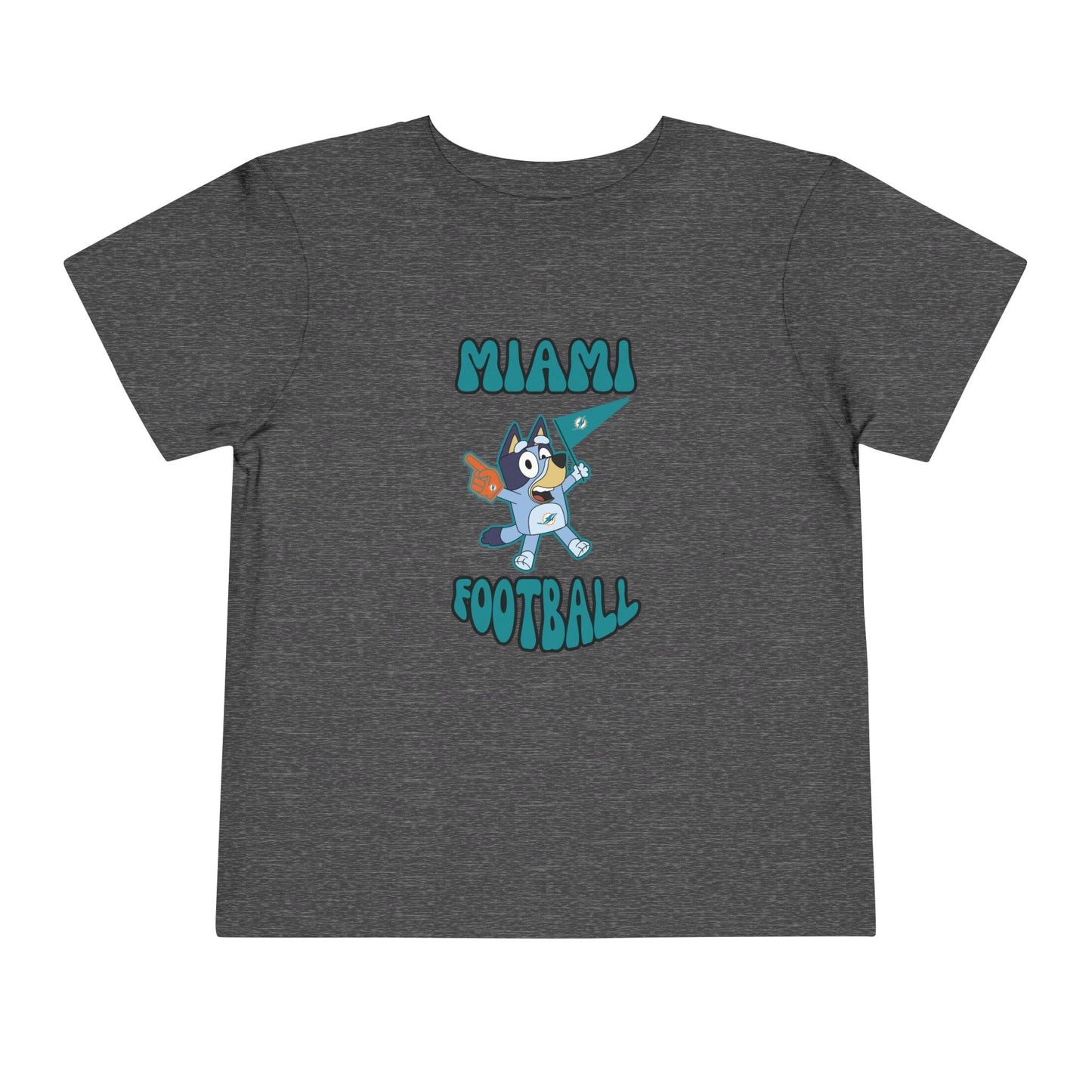 Toddler Bluey Design Miami Dolphins Football -Inspired T-Shirt