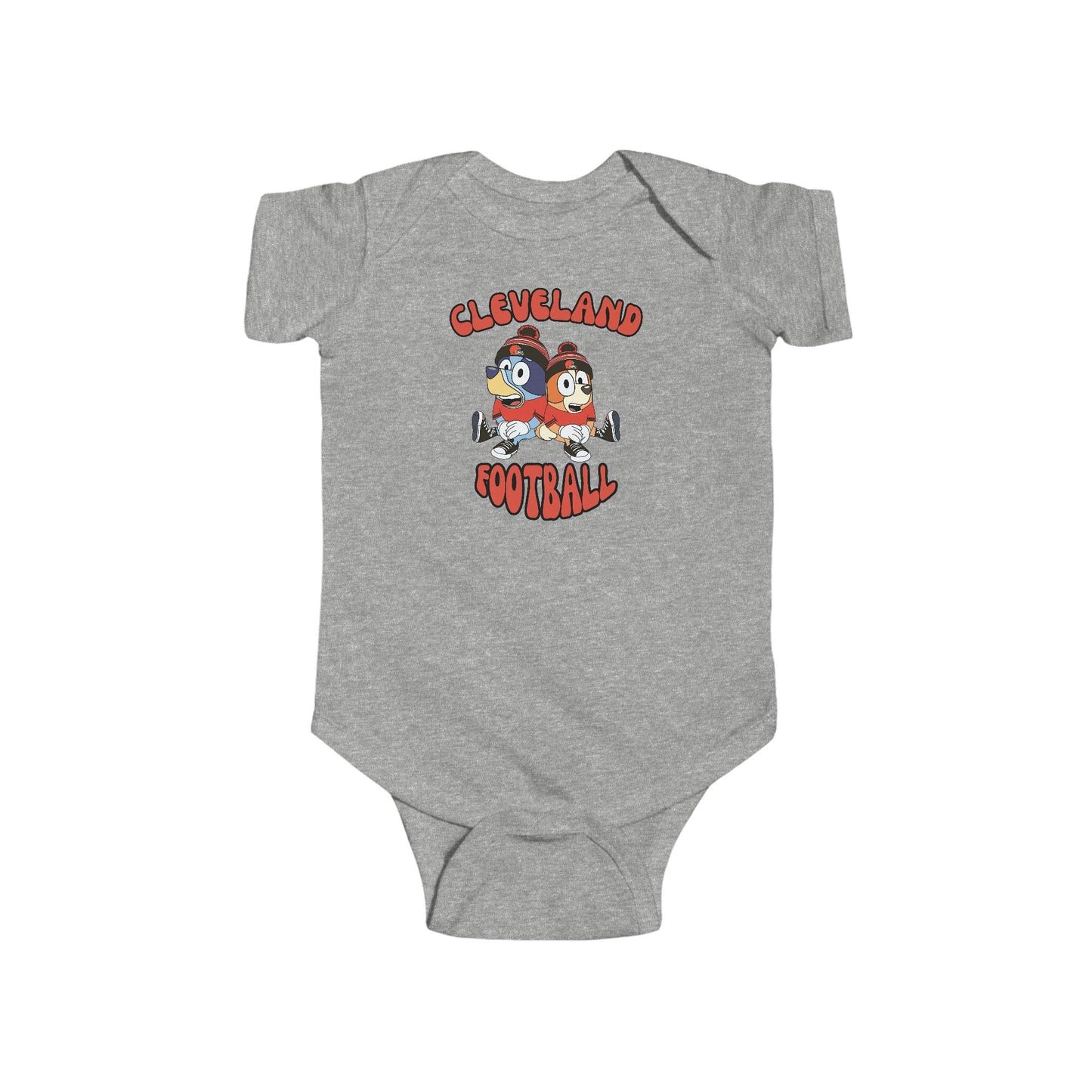 Infant Bluey & Bingo Design Browns Football - Inspired Onesie